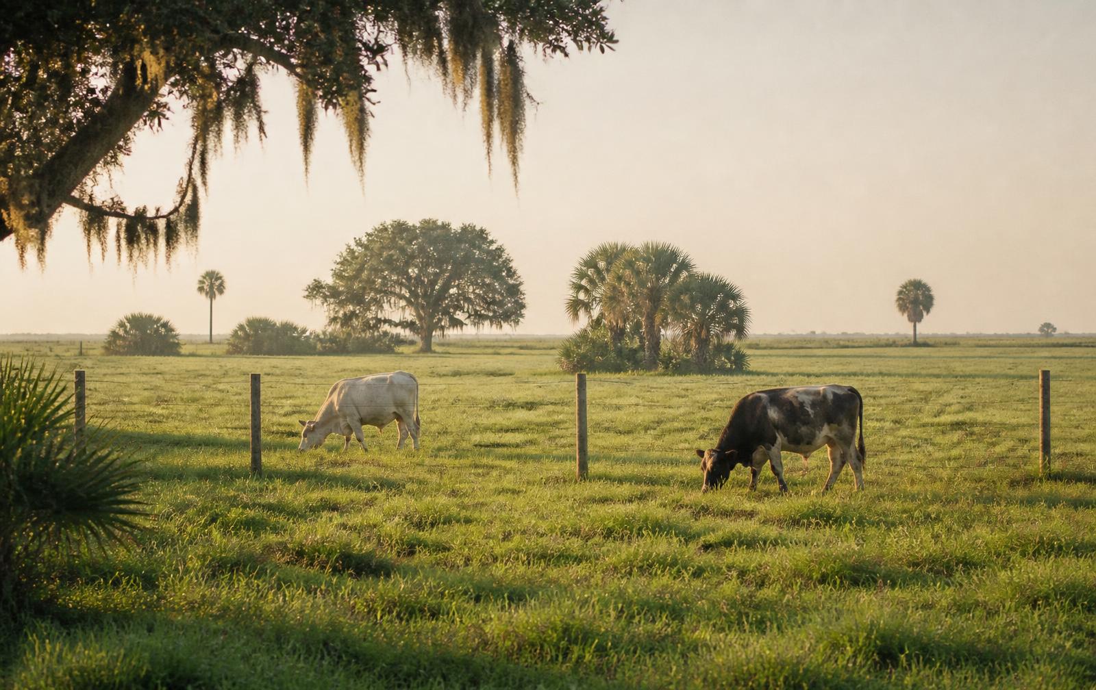 Cattle grazing in a Florida pasture
